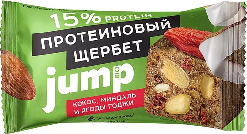 Щербет протеиновый Jumpbio Кокос,миндаль и ягоды Годжи 50г