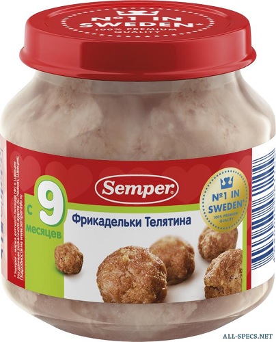 Semper Пюре Фрикадельки Телятина 125г с 9 мес.
