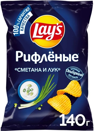 Чипсы Lays Рифленые Сметана Лук 140г  &