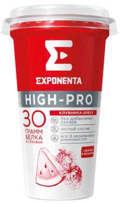 Напиток кисломолочный Exponenta High-Pro Клубника-арбуз 250 г