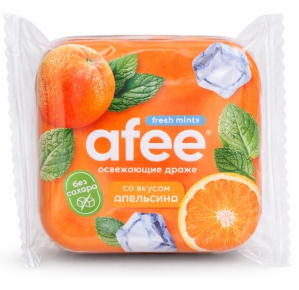 Освежающее драже без сахара Afee Апельсин 20г
