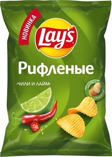 Чипсы Lays Рифленые Чили Лайм 125г  &