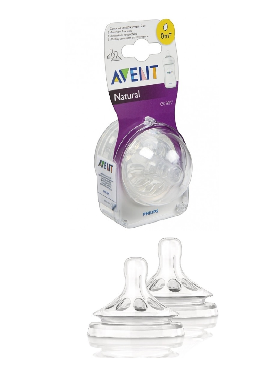 Соска Силиконовая AVENT NATURAL на Широк/горлыш 0м+ (2шт) SCF651/27