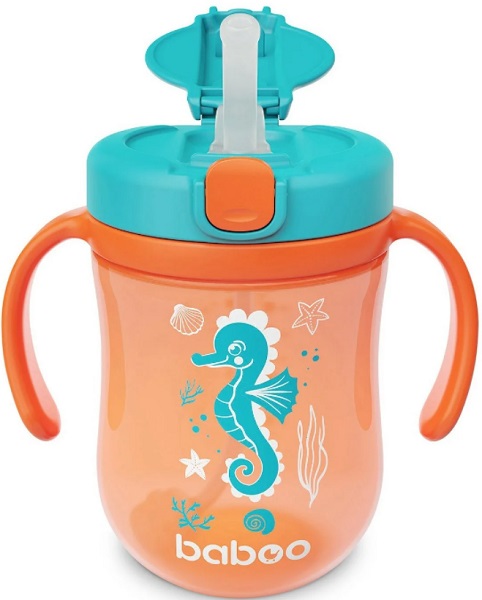 Поильник 9м+ BABOO Sea Life с трубочкой 300 мл