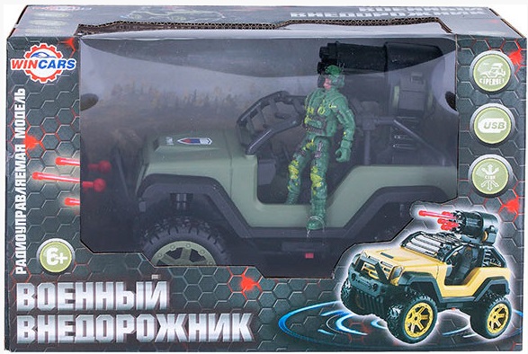 Машинка Радиоуправляемая Военный внедорожник с солдатиками Wincars арт.YK-2021