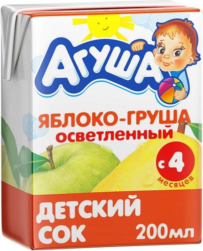 Агуша Сок Яблоко Груша 0,2л с 5  мес.