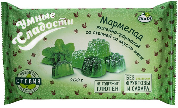 Di&Di Умные сладости Мармелад 200г Со стевией и мятой