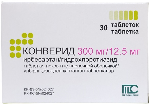 Конверид табл. п/о 300 мг/12,5 мг №30 ( ирбесартан / гидрохлоротиазид ) (Упаковка)