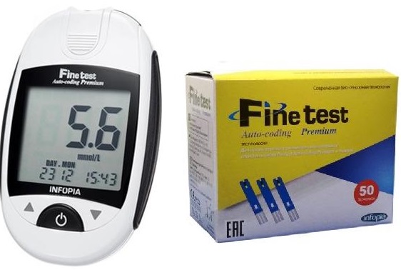 Глюкометр OSANG Fine Test Coding Premium + тест-полоски 50+50