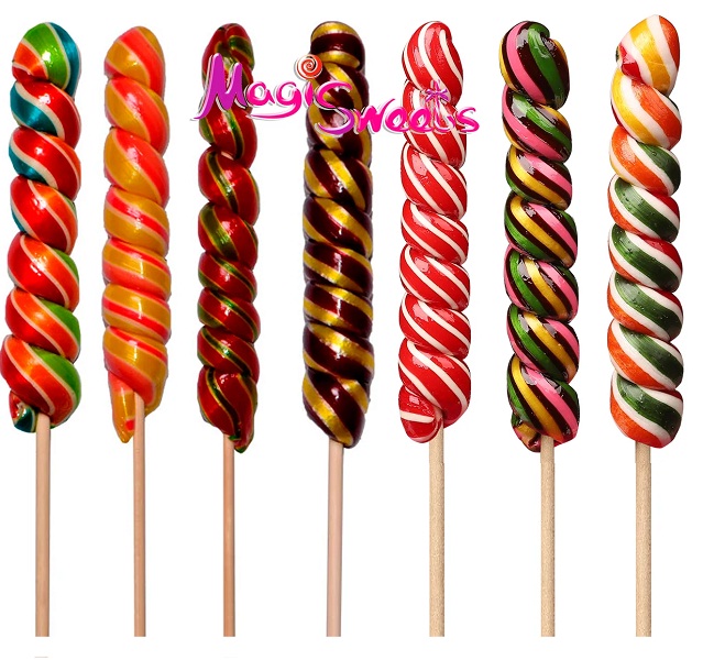 Карамель на палочке MAGIC SWEETS Спираль Ассорти 30 гр #