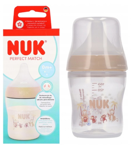 Бутылочка Пластиковая NUK Perfect Match PP Обезьянка 150мл арт.10215411 ш/г Соска Силиконовая
