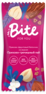 Bite for you Батончик Орехово-гречишный пай 35г фруктово- ореховый