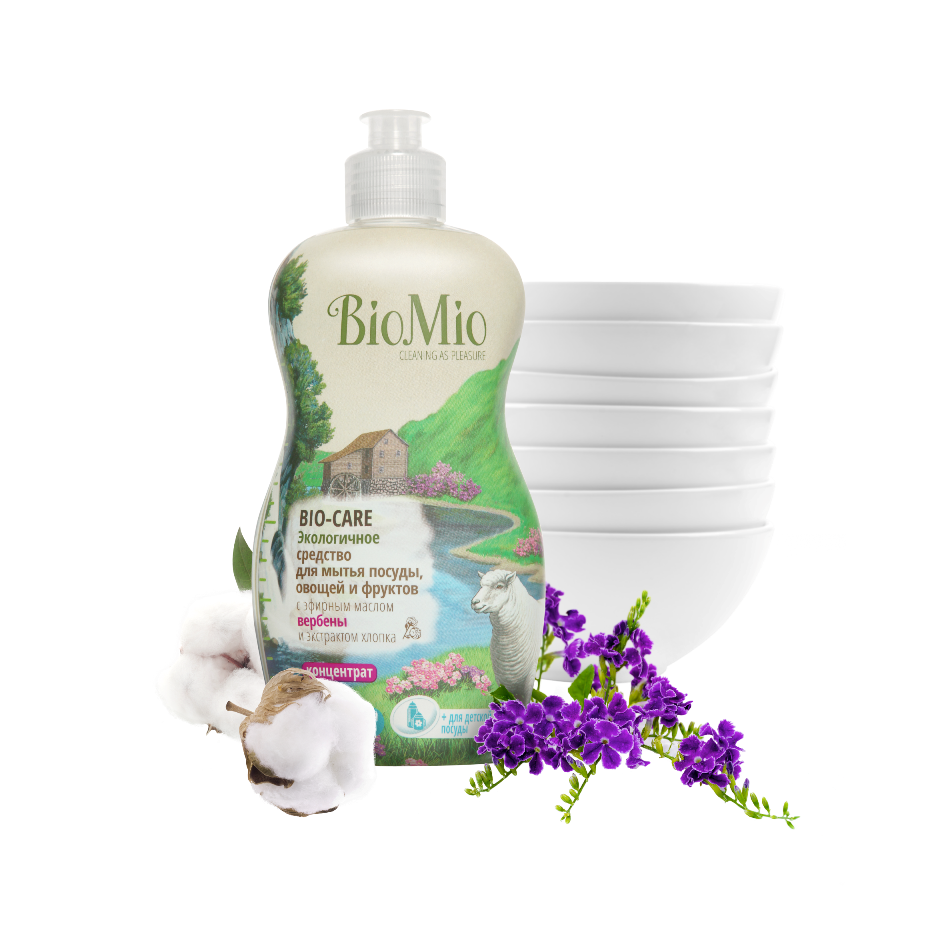 Bio Mio Экологичное средство для мытья посуды, овощей и фруктов(вербены) 450 мл.