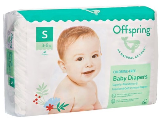 Offspring подгузники для детей Карибы S (3-6кг) 48 шт