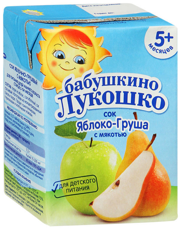 Бабушкино Лукошко Сок Яблоко груша осветленный 0,2л т/пак