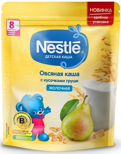 Nestle Каша молочная Овсяная с кусочками груши 200г с 8мес.