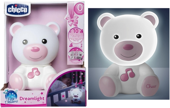 CHICCO Ночник Медвежонок DreamLight Pink 0м+