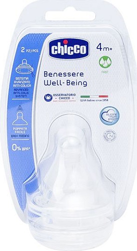 Соска Силиконовая CHICCO Well-Being 4м+ (2шт)