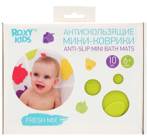Антискользящие мини-коврики для ванны 6м+ ROXY KIDS 10шт арт.RBM-10-FM