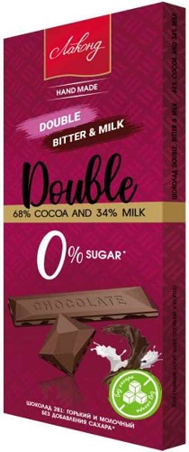 Лаконд Шоколад Double Bitter&Milk на мальтите 80г б/сах  