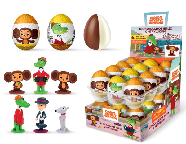 Яйцо из шоколадной глазури с игрушкой Чебурашка 20г