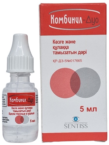 Комбинил-Дуо капли глазные и ушные 5 мл ( ципрофлоксацин 3 мг / дексаметазон 1 мг ) / Комбинил Дуо