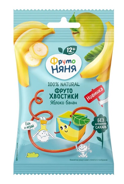 ФрутоНяня ФрутоХвостики яблоко и банан 15г