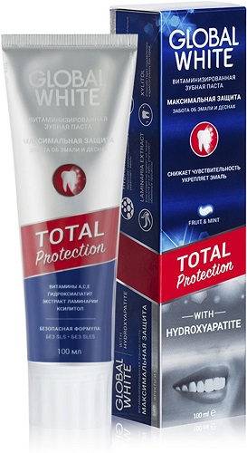 Зубная паста GLOBAL WHITE Total Protection 100 мл with Hydroxyapatite