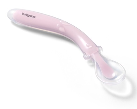 Ложка BABYONO 6м+ (1 шт) Силиконовая эластичная арт.785/03 розовый