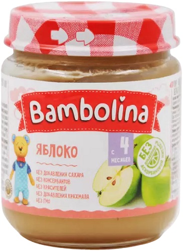 Bambolina Пюре Яблоко 100г стекло с 4 мес.