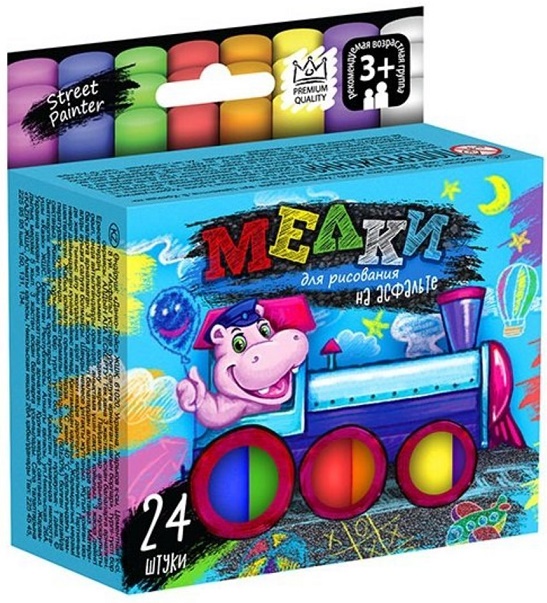 DANKO TOYS Мелки для рисования на асфальте тонкие 24 шт арт. MEL-02-05