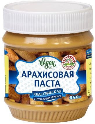 АП Арахисовая паста Классическая с кусочками 340г пл.бан.