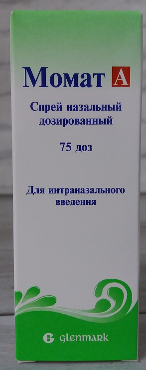 Момат А спрей назальный 75 доз ( мометазона фуроат 0,714 мг, азеластина гидрохлорид 2 мг )