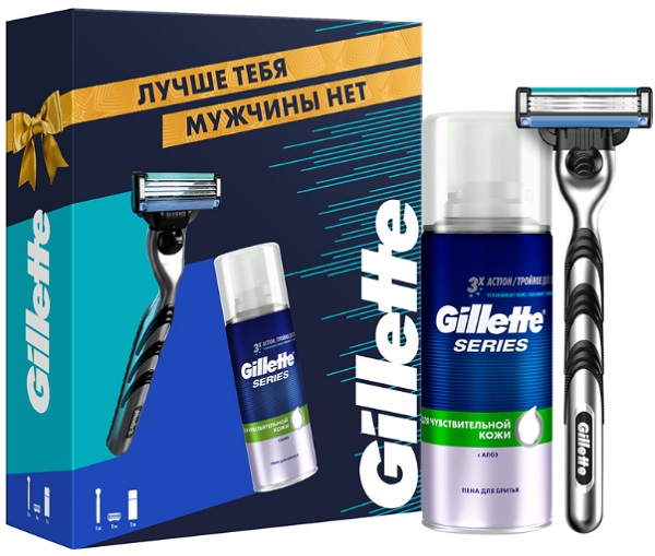 Подарочный набор GILLETTE  Mach3 с 1 кассетой+пена для бритья для чувствительной кожи 81768767