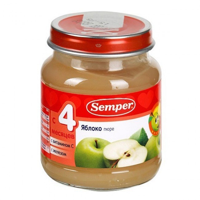 Semper Пюре Яблоко 125г с 4 месяцев.