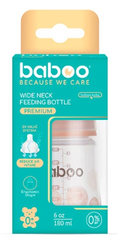 Бутылочка Пластиковая 0м+ BABOO Anti-Colic 180 мл Au Naturale Соска Силиконовая