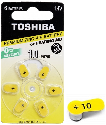 Батарейка TOSHIBA код 10 ( 6 шт/уп ) ( PR70 ) 1,4V Т/Д > (Упаковка)