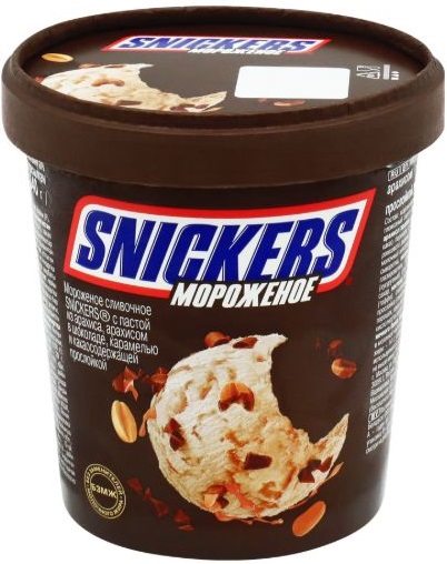 Мороженое Snickers Ведерко 340г слив.с арахисом шок.и карамелью