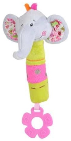BABYONO Игрушка с пищалкой и прорезывателем Слоник 6м+ арт.1193