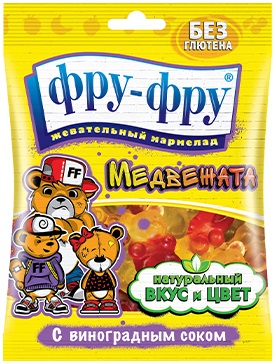 Фру- Фру Мармелад жевательный Медвежата 80г с виноградным соком   