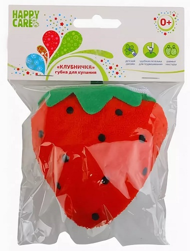 Губка для купания малыша HAPPY CARE 0м+ Клубничка арт.31222