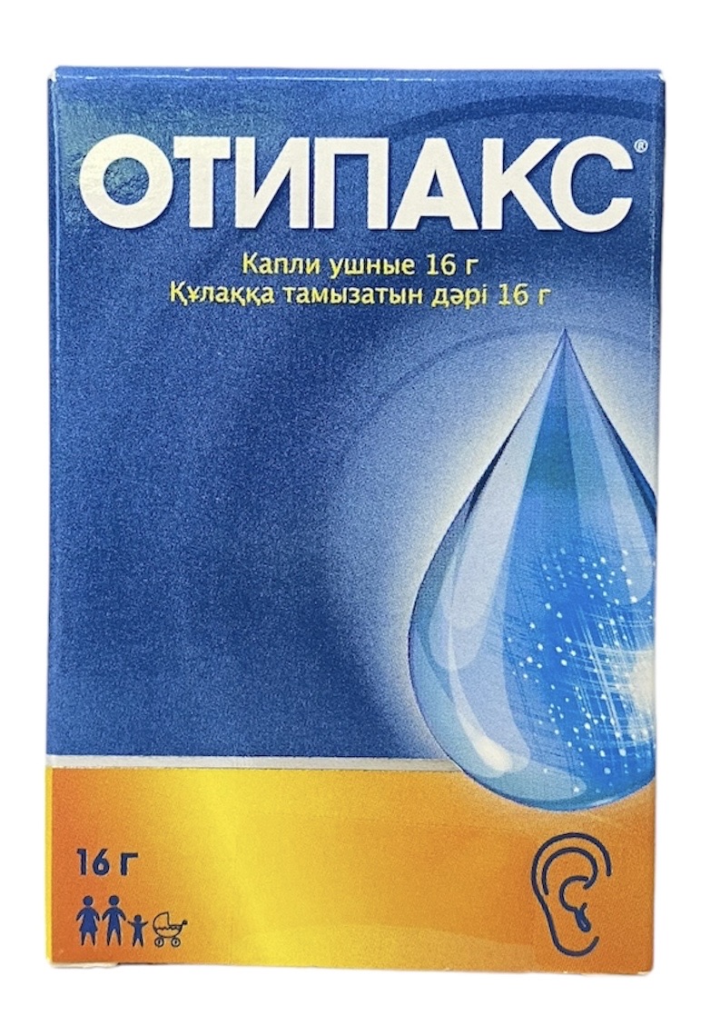 Отипакс капли ушные 16 г ( 15 мл ) ( лидокаин 16 мг/г, феназон 64 мг/г )