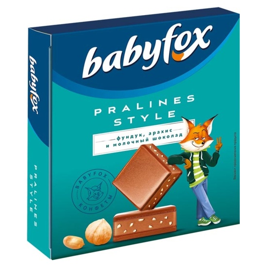 Babyfox Шоколадные конфеты Фундук, арахис, молочный шоколад, 90г