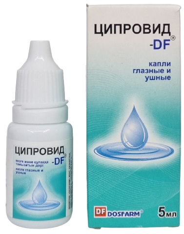 Ципровид DF капли глазные и ушные 5 мл ( ципрофлоксацин 3 мг, дексаметазон 1 мг ) Досфарм