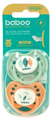 Пустышка Силиконовая BABOO Ортодонтическая 0м+ (2шт) Peachy Keen 