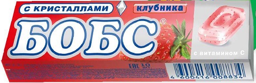 Бобс Леденцы с кристаллам Клубника,Дыня, Зел.чай