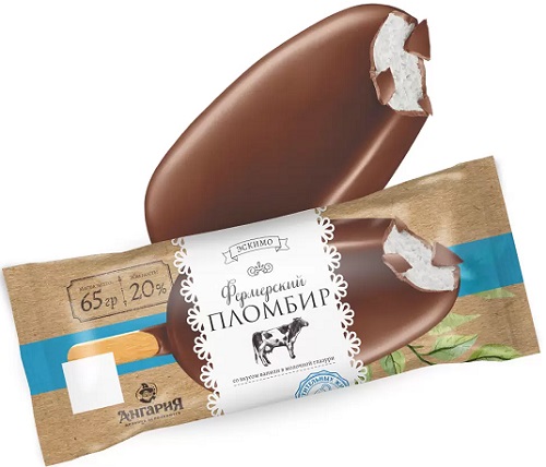 Ангария Мороженое Эскимо Пломбир Фермерский 20% 65г 