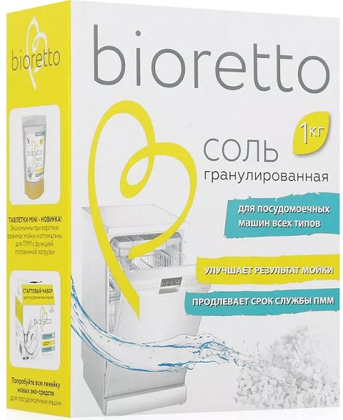 BIORETTO Соль гранулированная для посудомоечной машины 1 кг