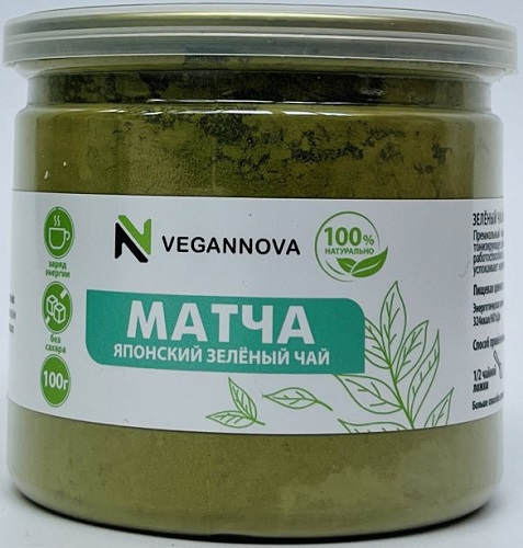 Матча Японский Зеленый Чай 100г Vegannova банка