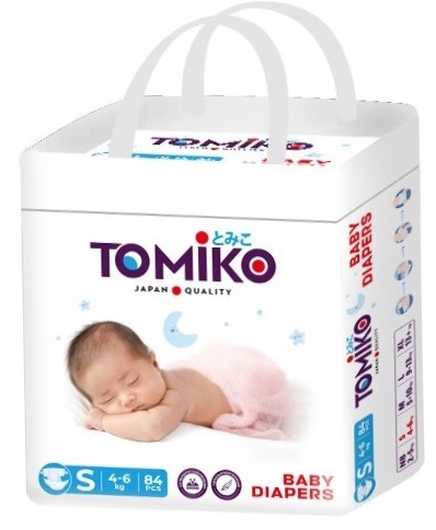 Подгузники для детей TOMIKO р.S ( 4-6 кг ) 84 шт